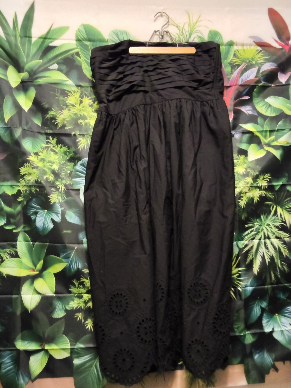 Black Kismet Midi Dress with Eyelet Hem, Removable Straps